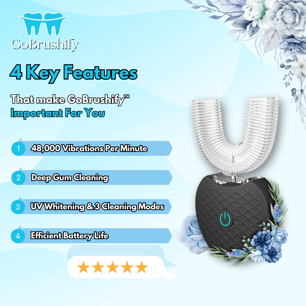 showcasing different benefits of gobrushify toothbrush